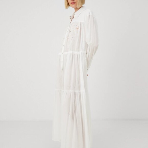 NWT Pinko Dolce Vita Maxi Shirt Dress in white - Picture 2 of 16